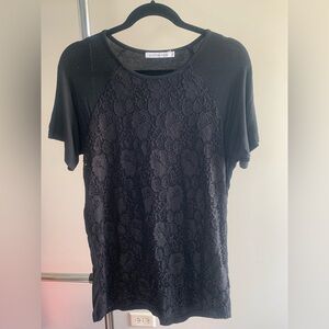 Michelle Mae Black Lace Short Sleeve Tee